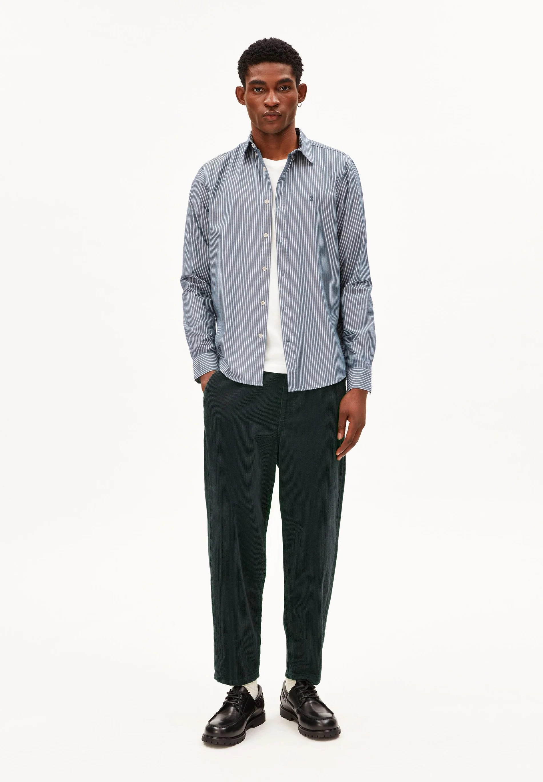 quaasa stripe longsleeve shirt petrol velvet
