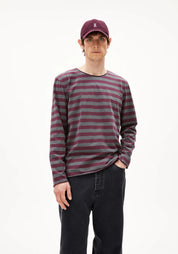 maarkos ls stripes br steel melange-dark cranberry
