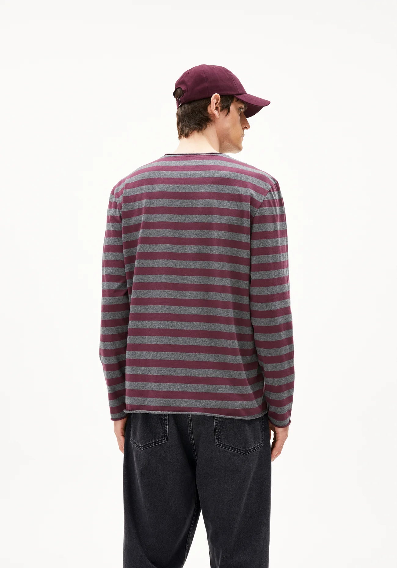 maarkos ls stripes br steel melange-dark cranberry