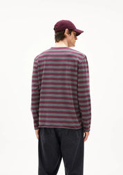 maarkos ls stripes br steel melange-dark cranberry