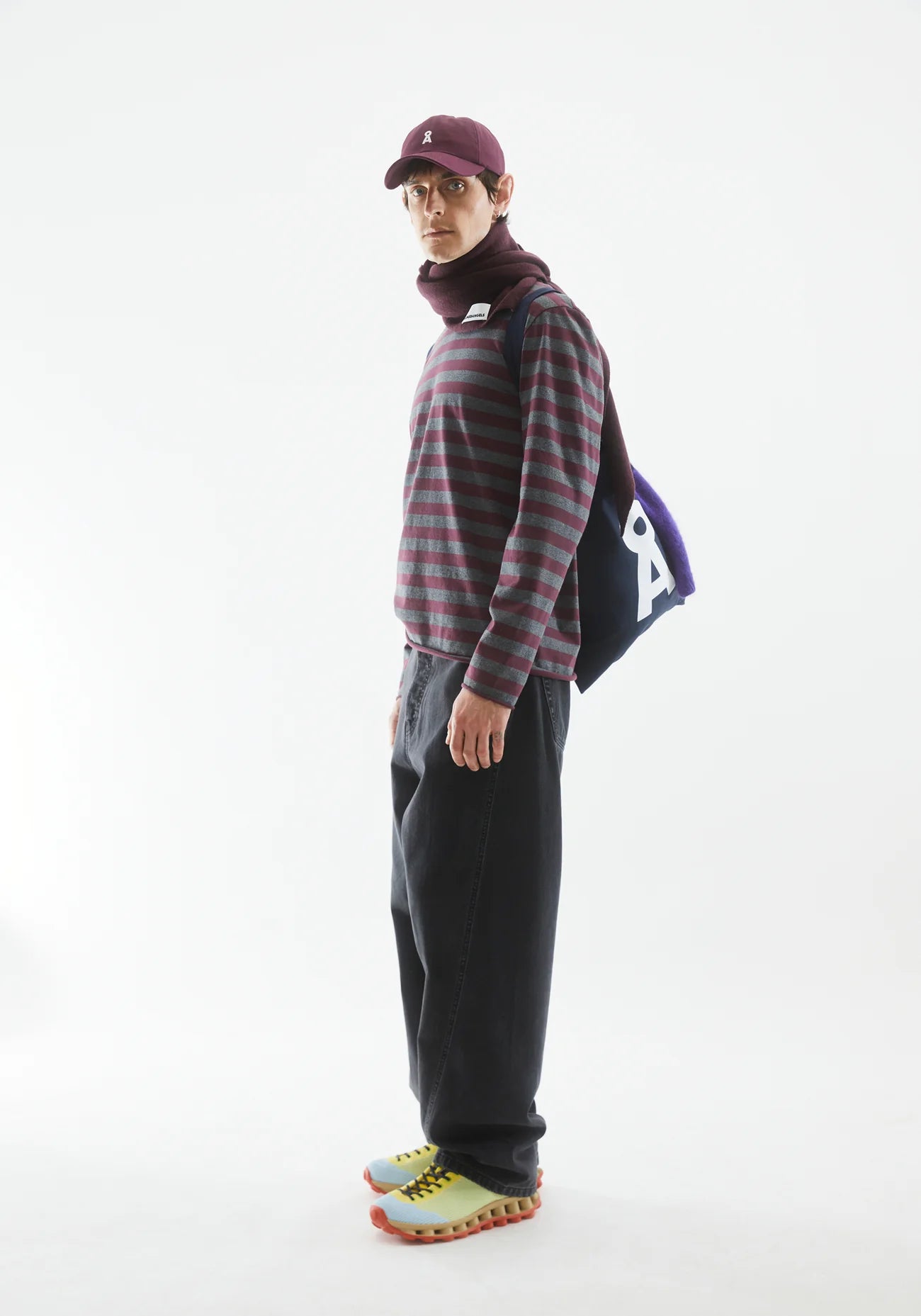 maarkos ls stripes br steel melange-dark cranberry