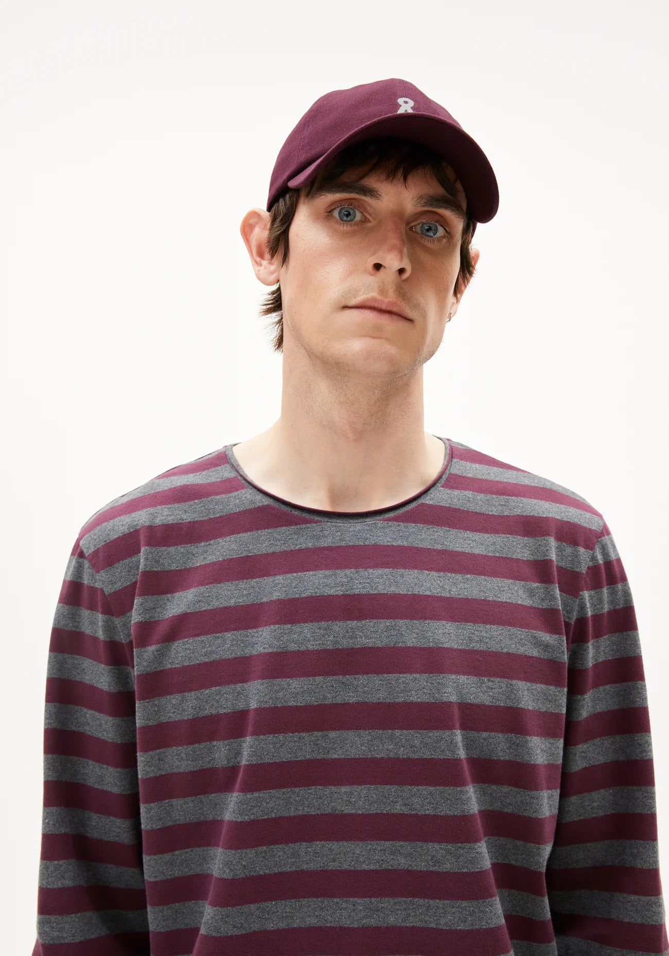 maarkos ls stripes br steel melange-dark cranberry