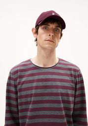 maarkos ls stripes br steel melange-dark cranberry