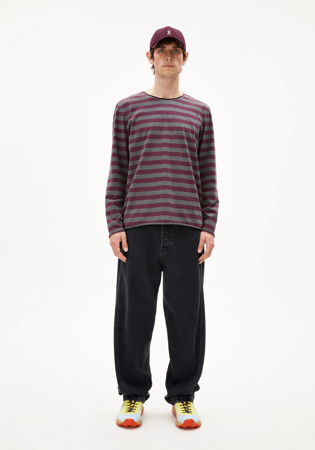 maarkos ls stripes br steel melange-dark cranberry