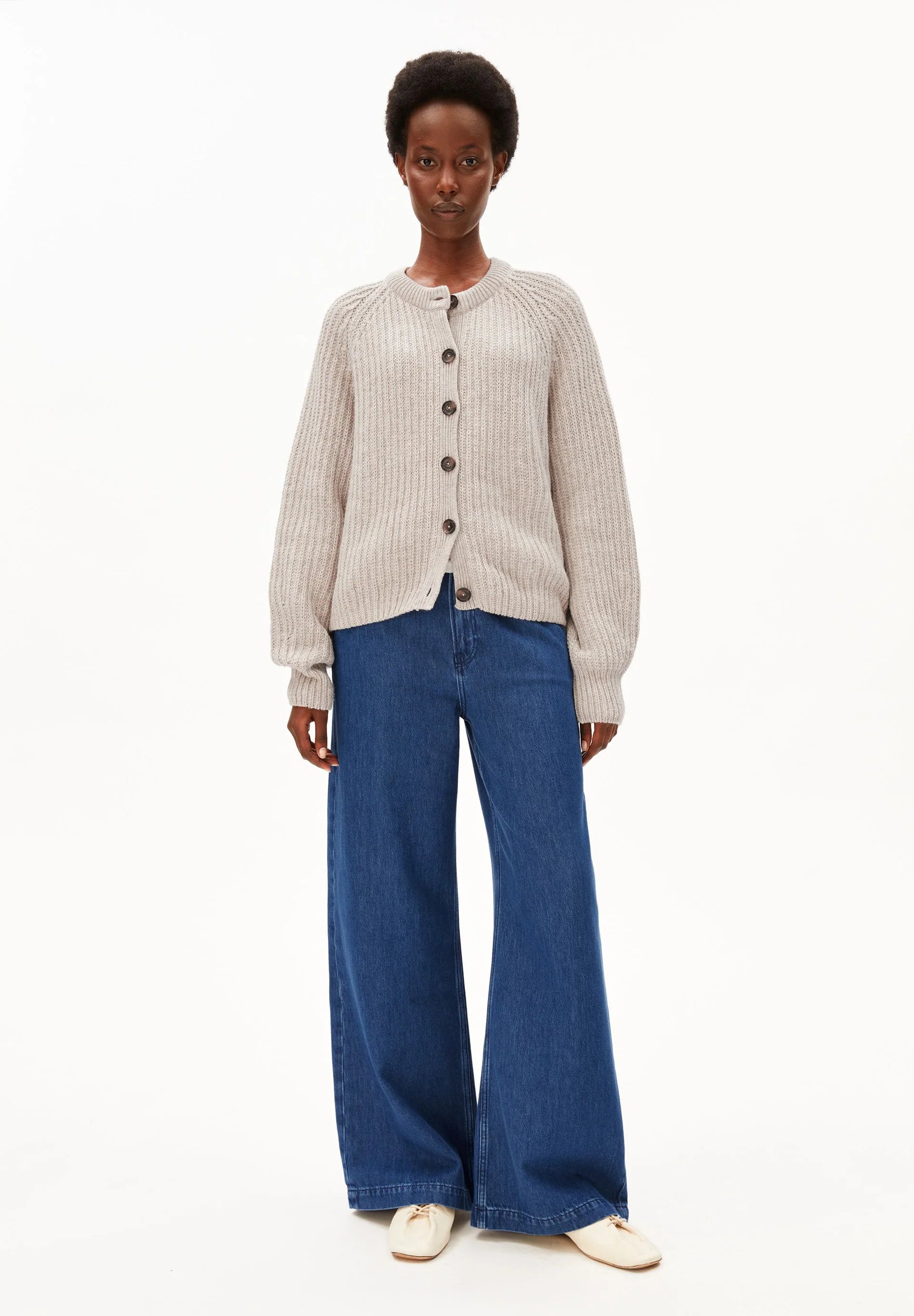 rib knit cardigan honey melange