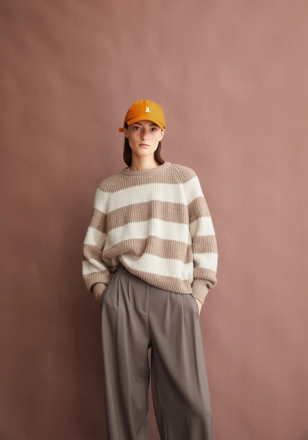 pullover kaagi stripes camel melange