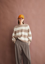 pullover kaagi stripes camel melange