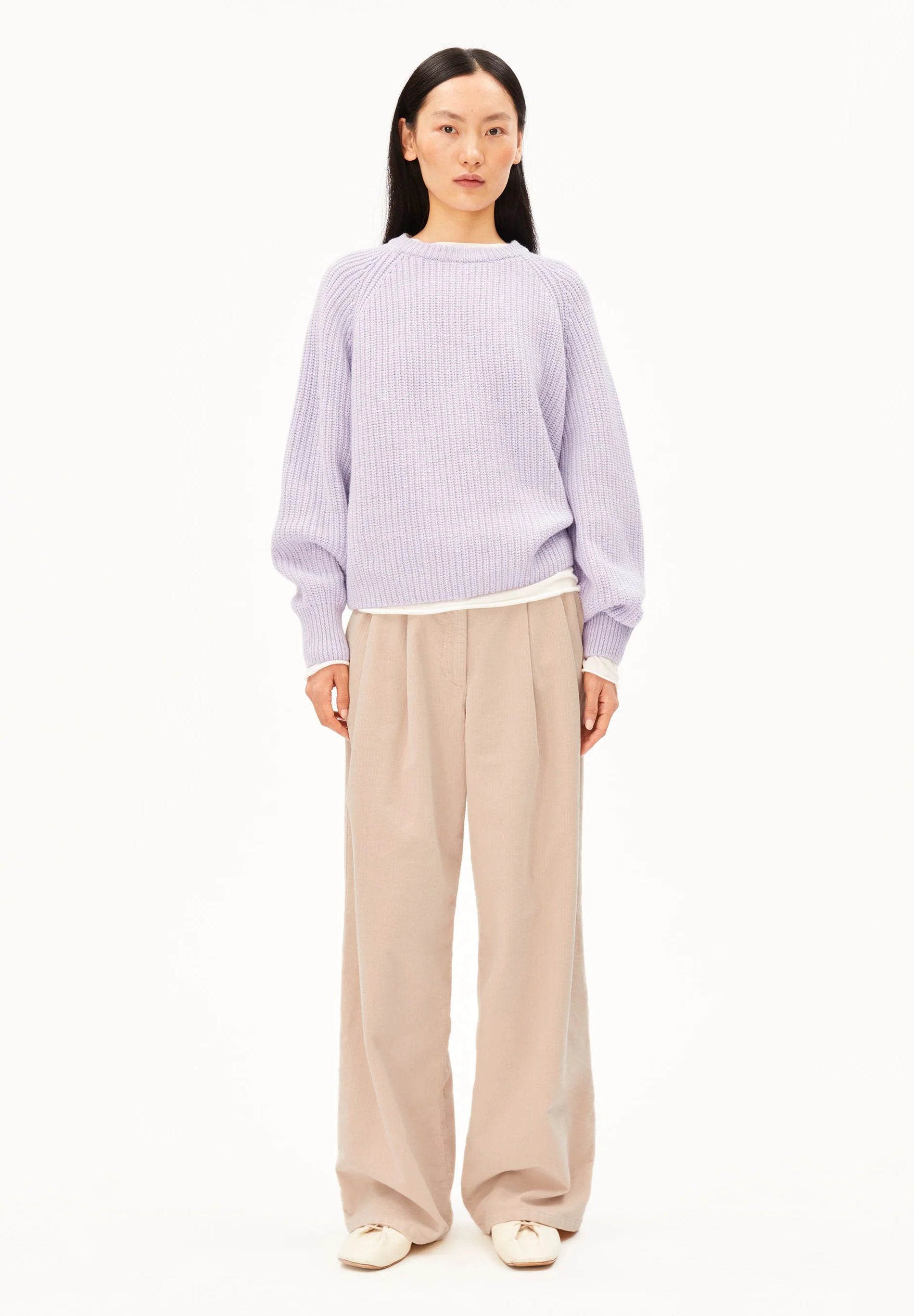 rib knit sweater moonlit lilac