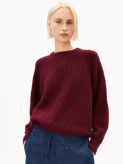 rib knit sweater velvet red
