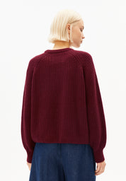 rib knit sweater velvet red