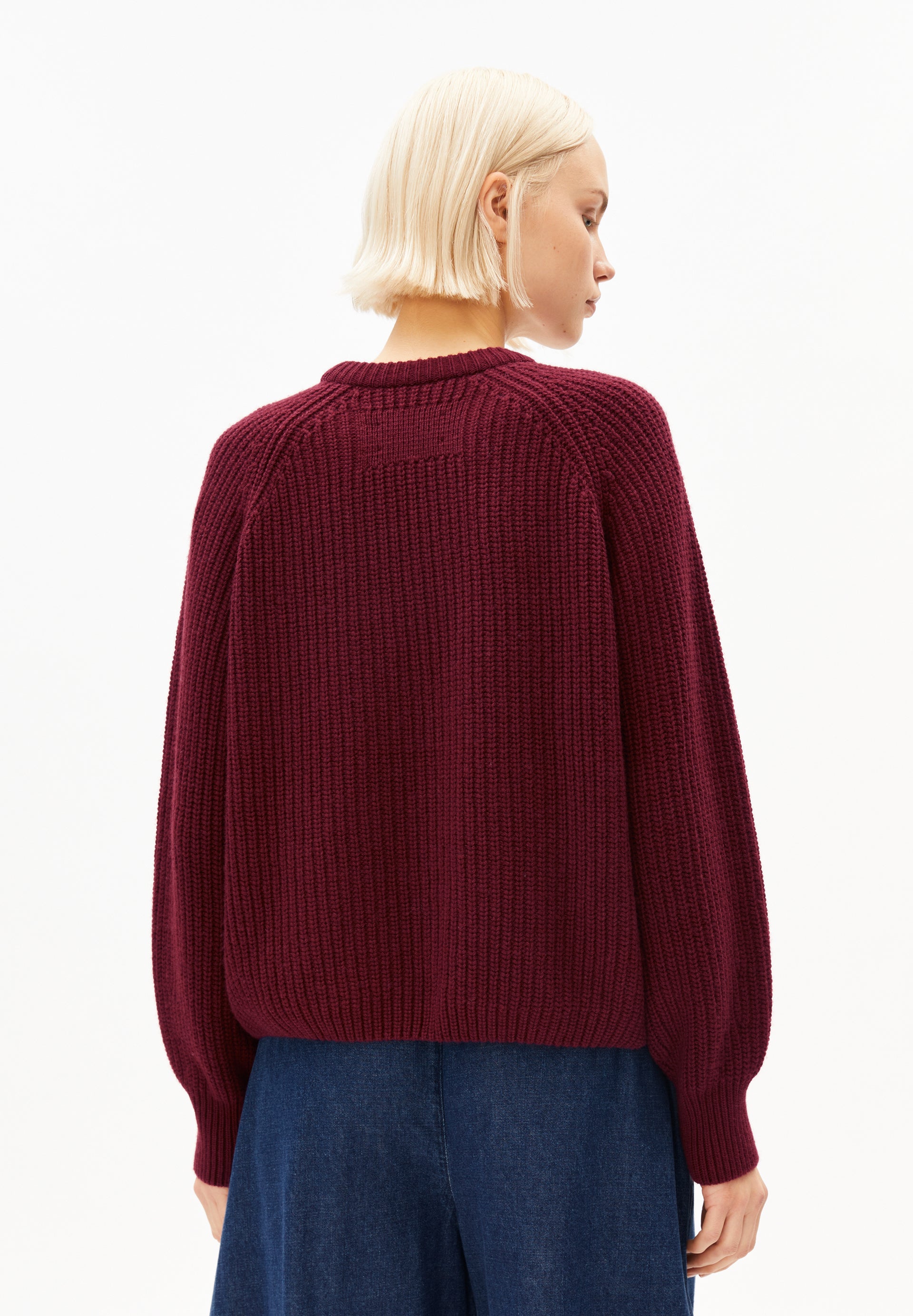 rib knit sweater velvet red