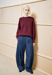 rib knit sweater velvet red