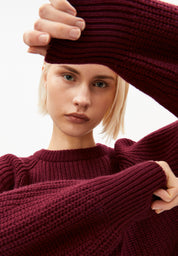 rib knit sweater velvet red