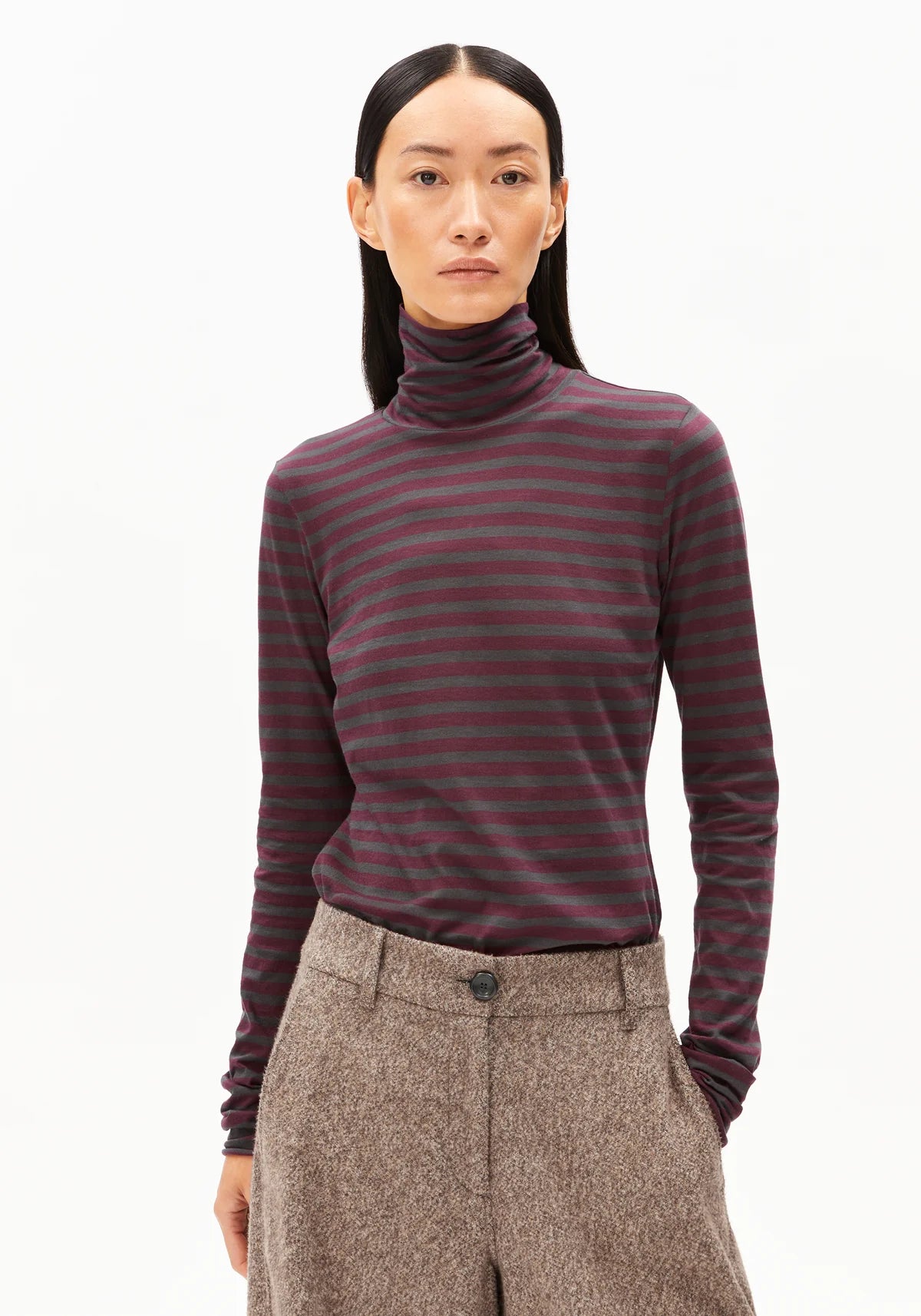 longsleeve grazilianaa stripes dark cranberry-dark steel