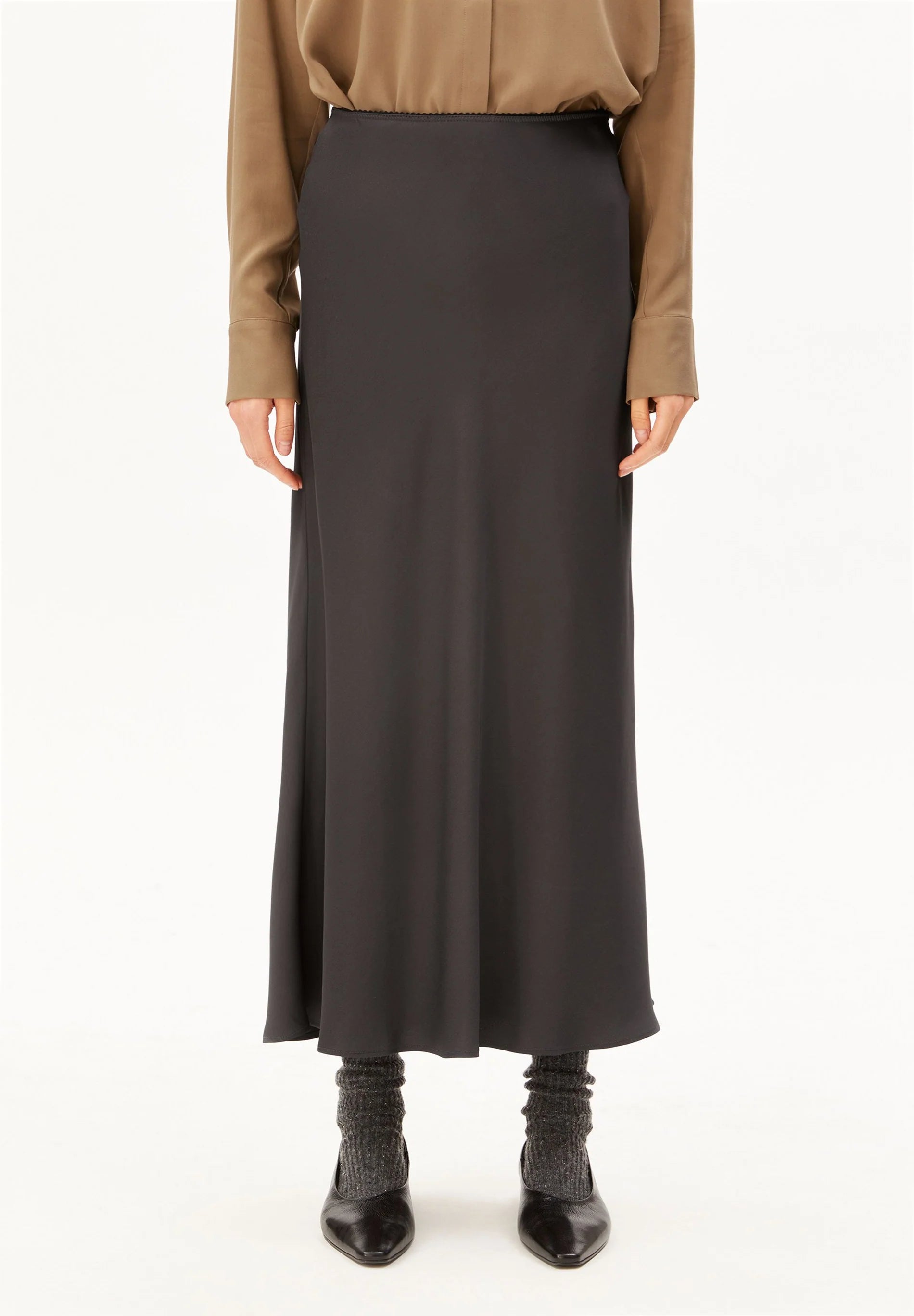lenovaa satin slip-skirt dark steel