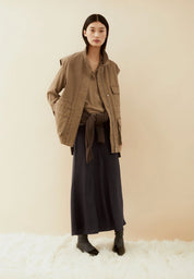lenovaa satin slip-skirt dark steel