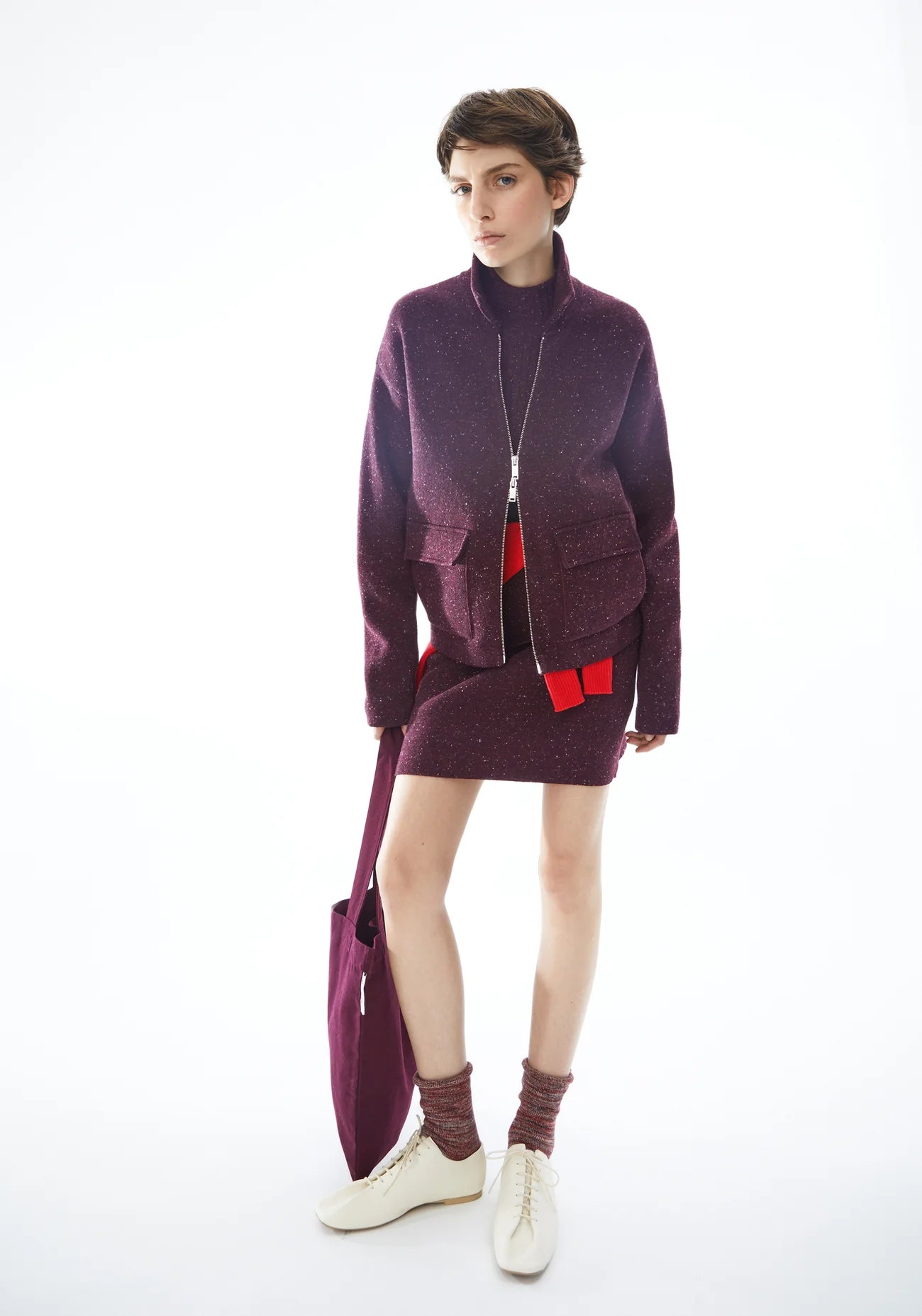 jacke dorotheaa tweed dark cranberry