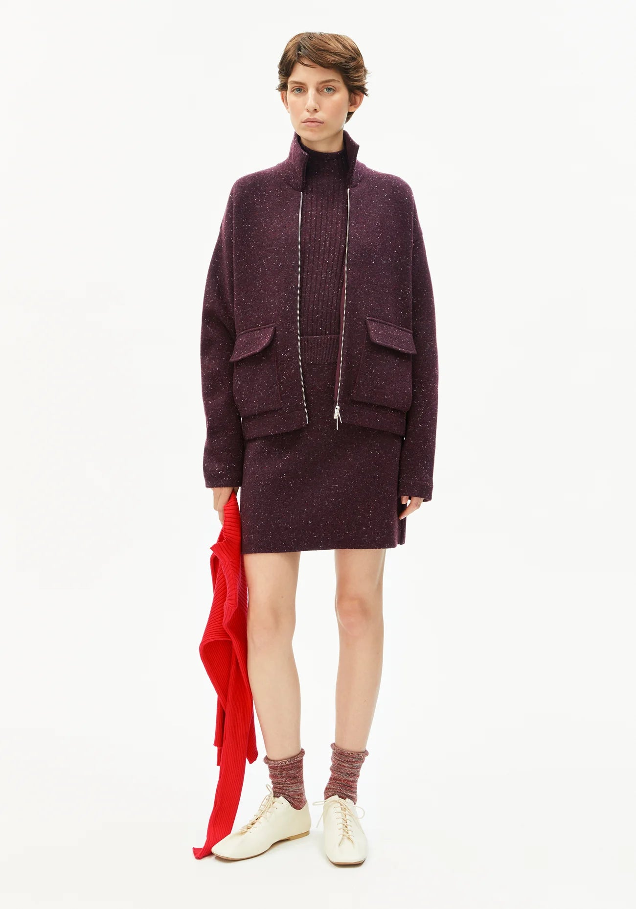 jacke dorotheaa tweed dark cranberry