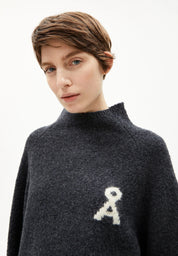 iconic Å bouclé knit sweater steel melange-oatmilk
