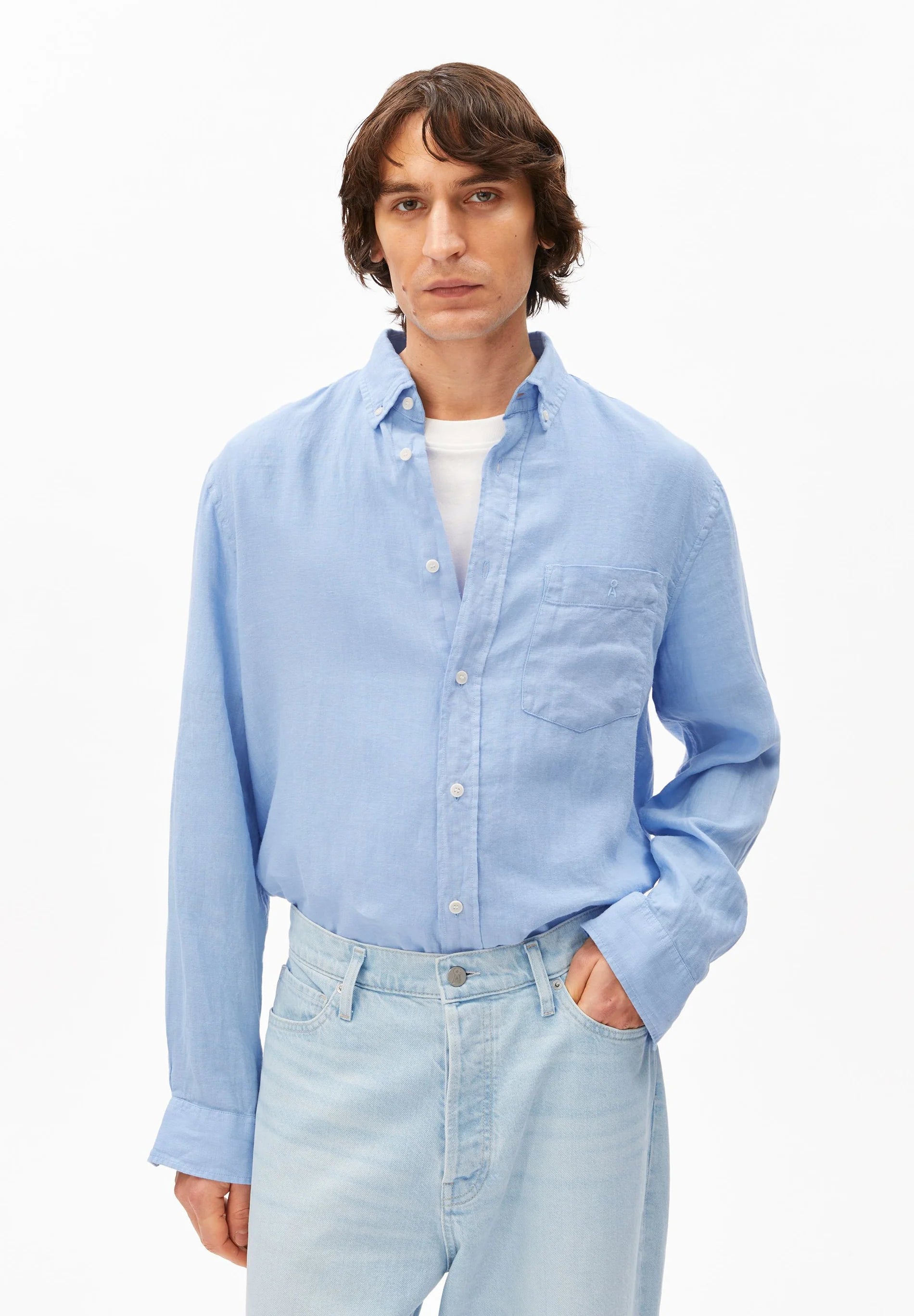 linen longsleeve shirt wedgwood