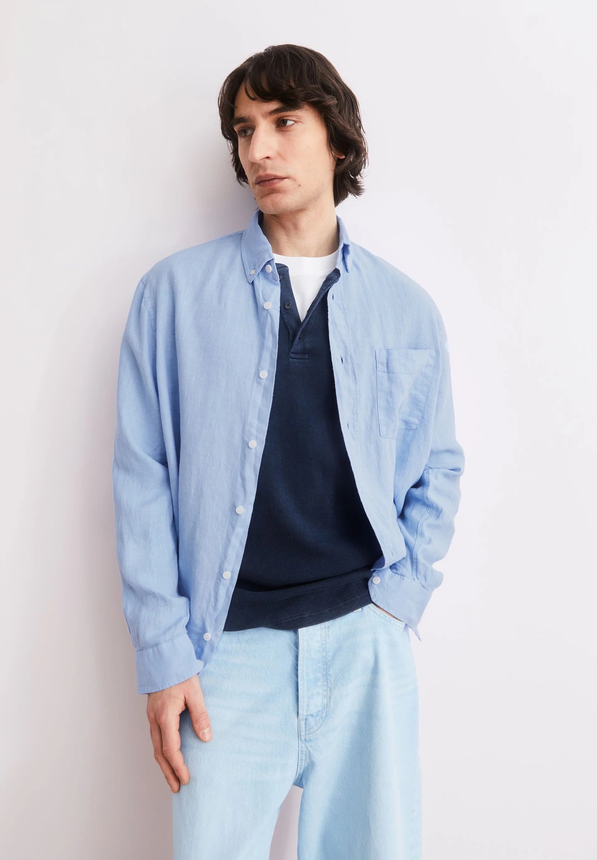 linen longsleeve shirt wedgwood