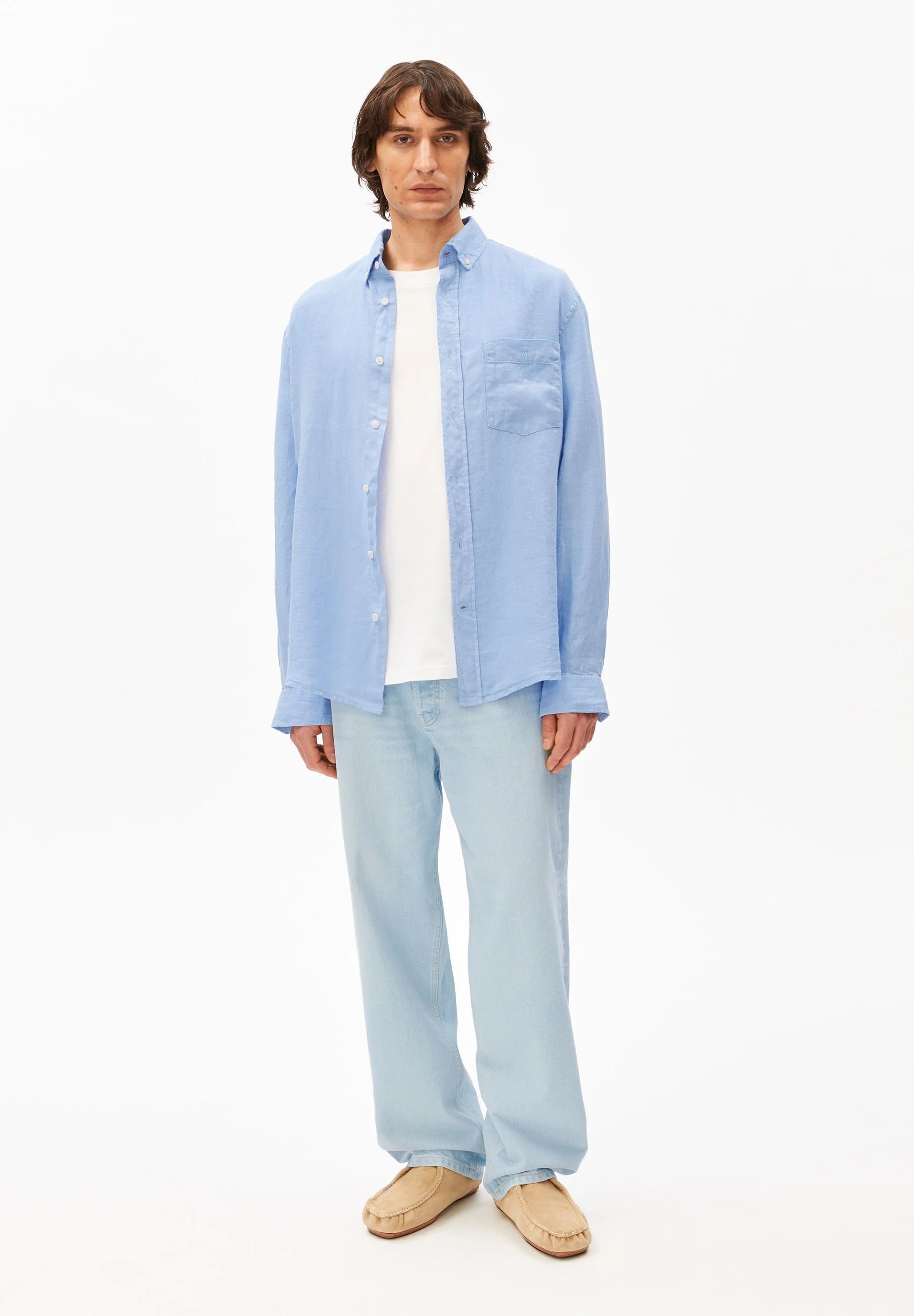 linen longsleeve shirt wedgwood