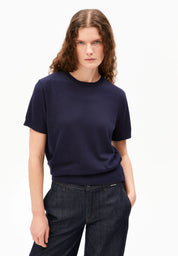 fine s sl knit sweater tinted navy