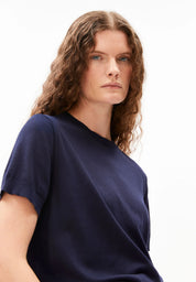 fine s sl knit sweater tinted navy