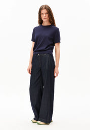 fine s sl knit sweater tinted navy