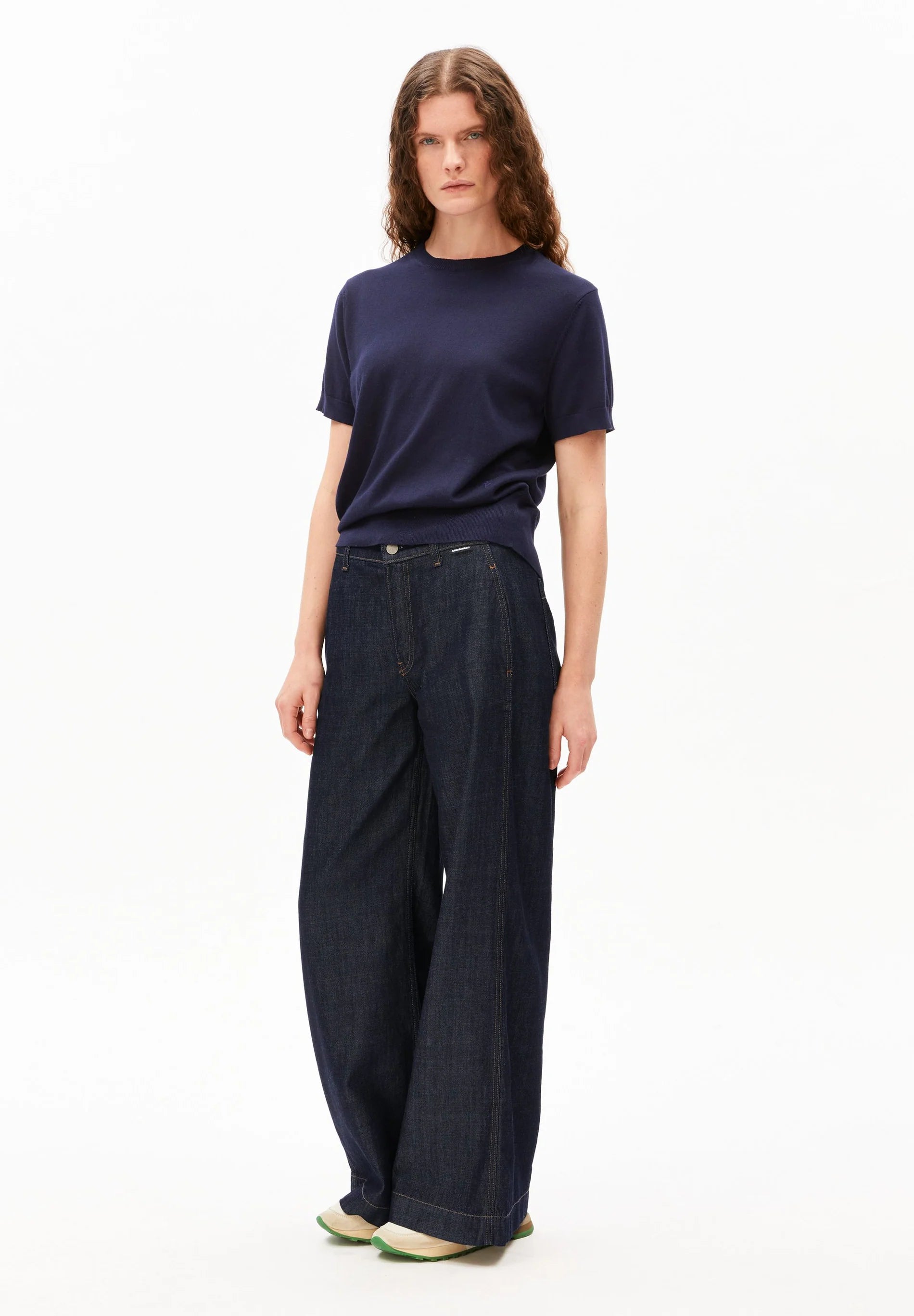 fine s sl knit sweater tinted navy