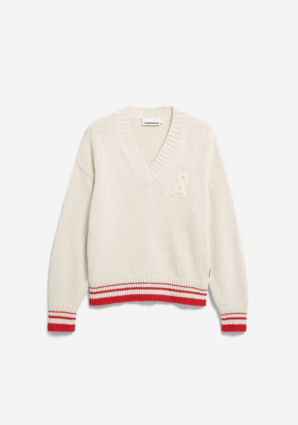 iconic Å college knit sweater oatmilk-mars red
