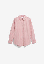 stripe loose shirt blouse oatmilk-mars red
