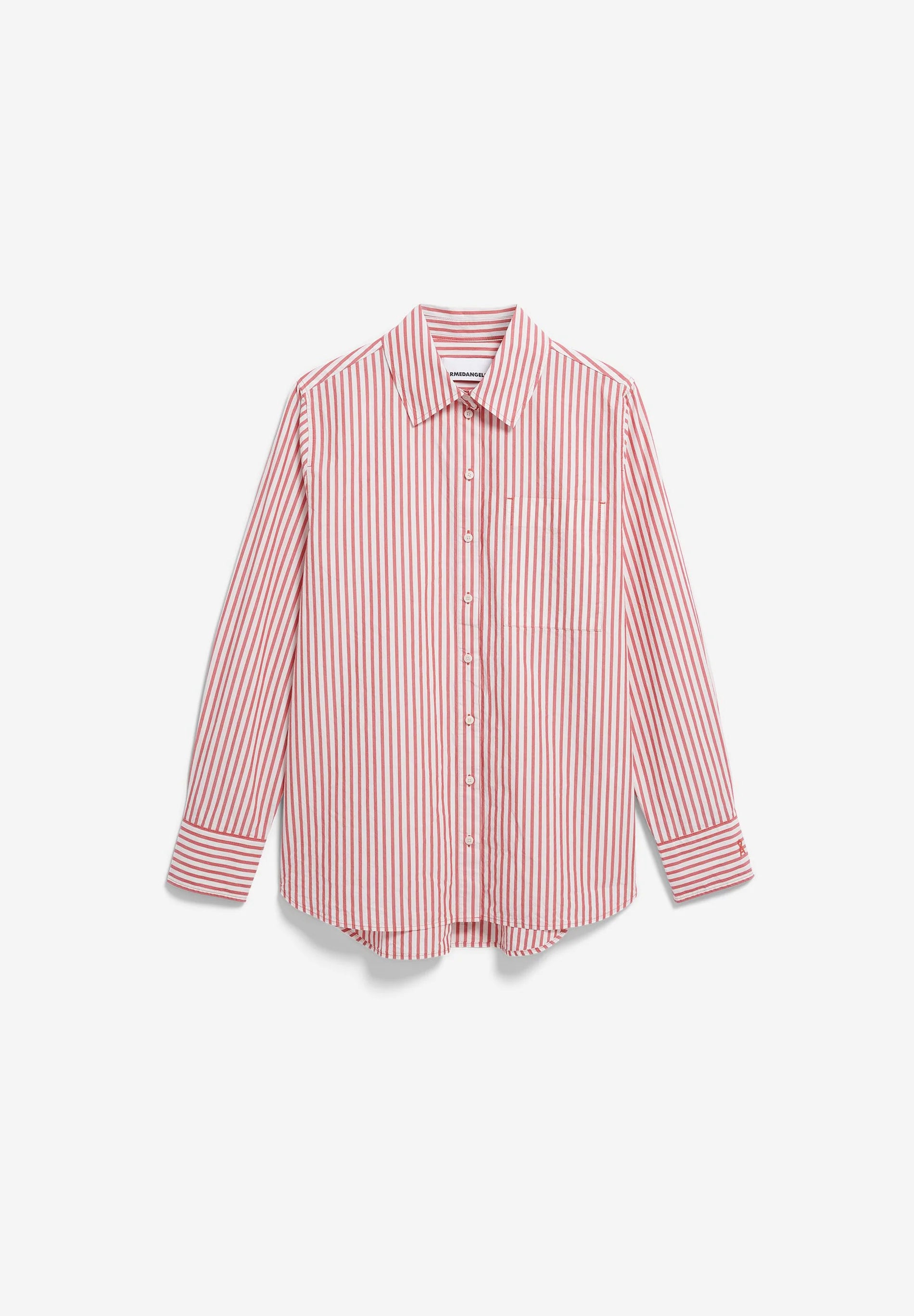 stripe loose shirt blouse oatmilk-mars red