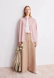 stripe loose shirt blouse oatmilk-mars red