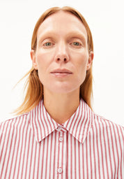 stripe loose shirt blouse oatmilk-mars red