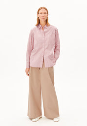 stripe loose shirt blouse oatmilk-mars red