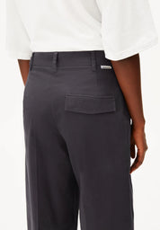 barrel leg twill pant dark steel