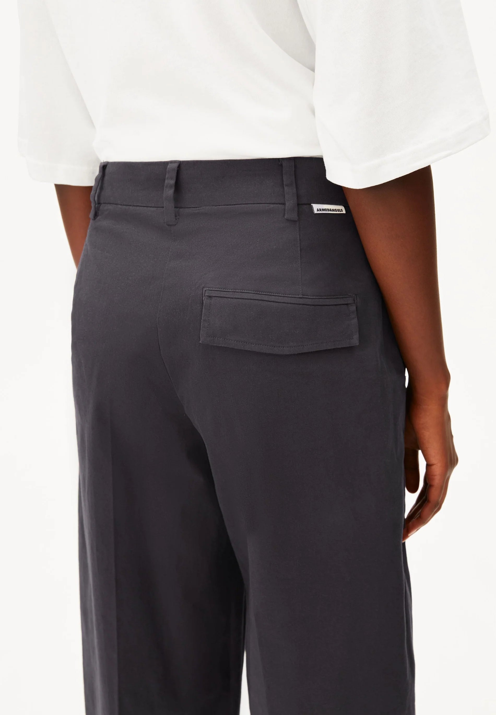 barrel leg twill pant dark steel