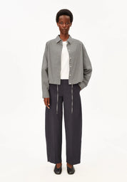 barrel leg twill pant dark steel
