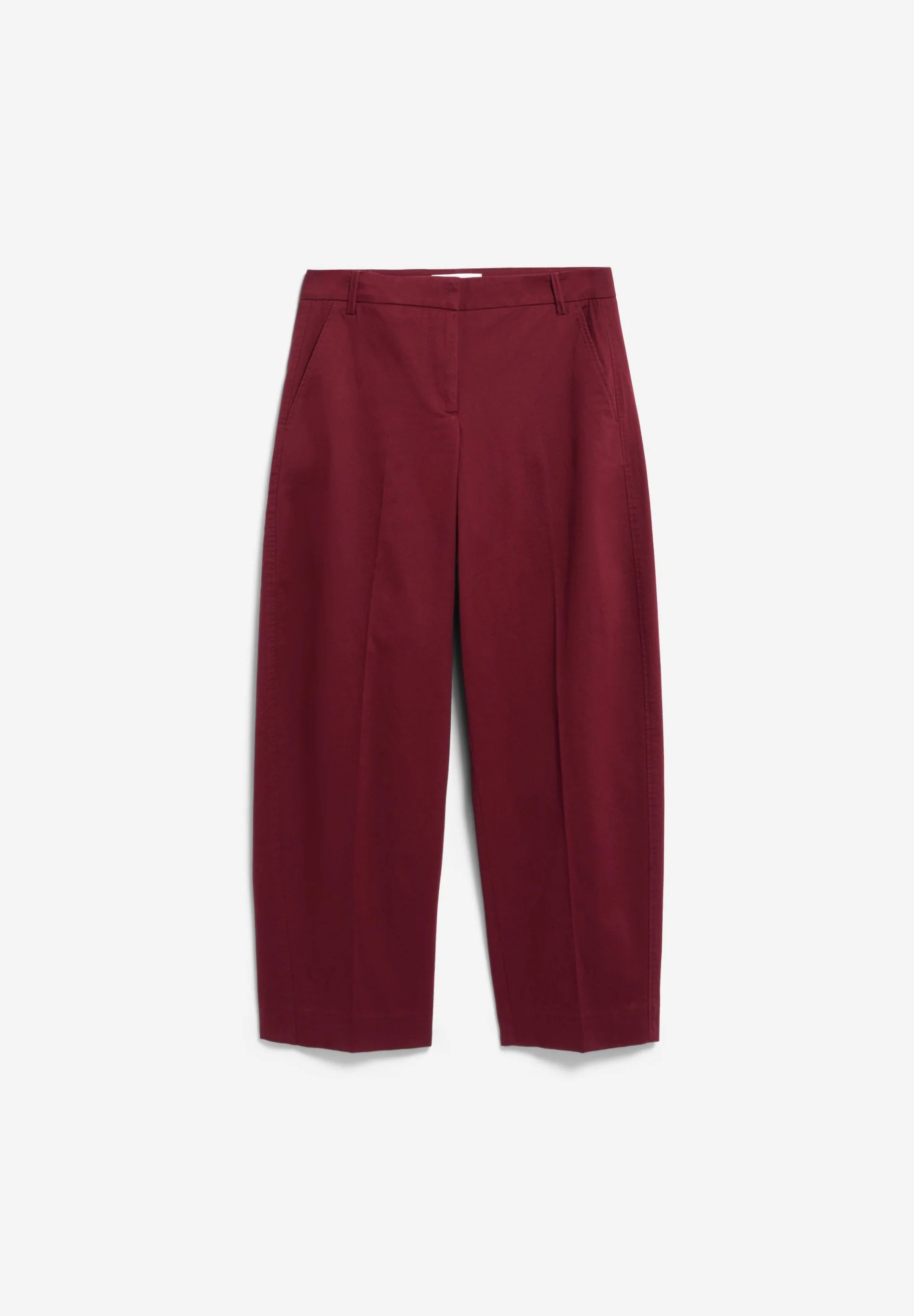 barrel leg twill pant velvet red
