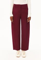 barrel leg twill pant velvet red