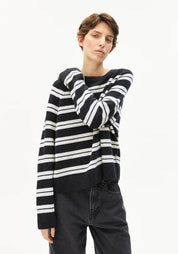 pullover liliriaa fine stripe steel melange - oatmilk