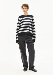 pullover liliriaa fine stripe steel melange - oatmilk