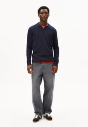 longsleeve knit poloshirt night sky