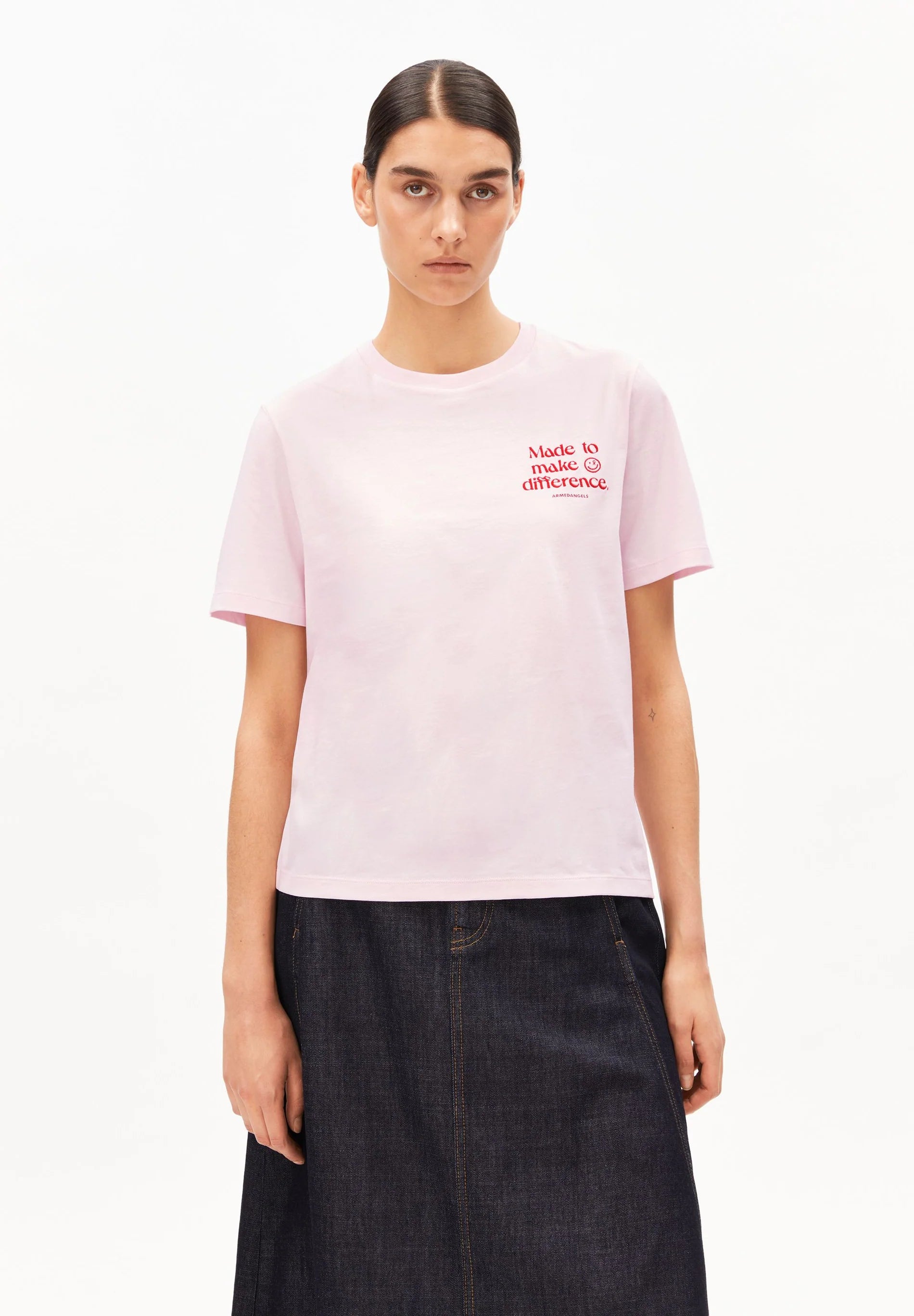 t-shirt lualaa embro pink mist