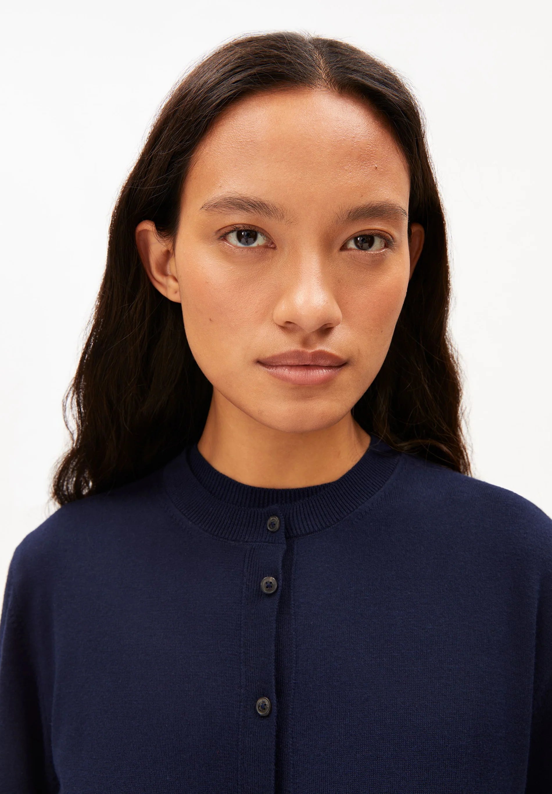 fine knit cardigan tinted navy