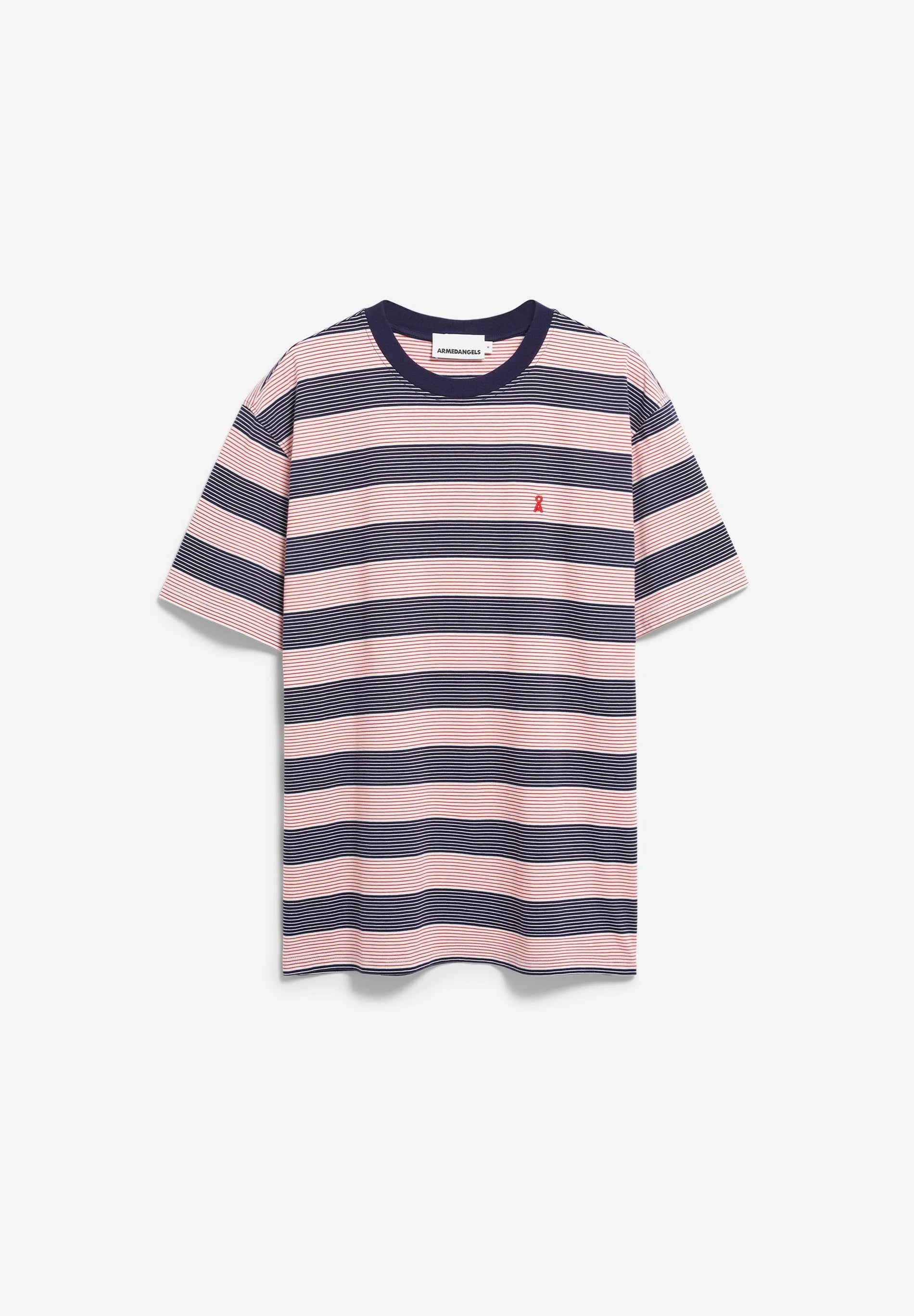 maarkos multi stripes t-shirt tinted navy-oatmilk