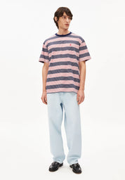 maarkos multi stripes t-shirt tinted navy-oatmilk