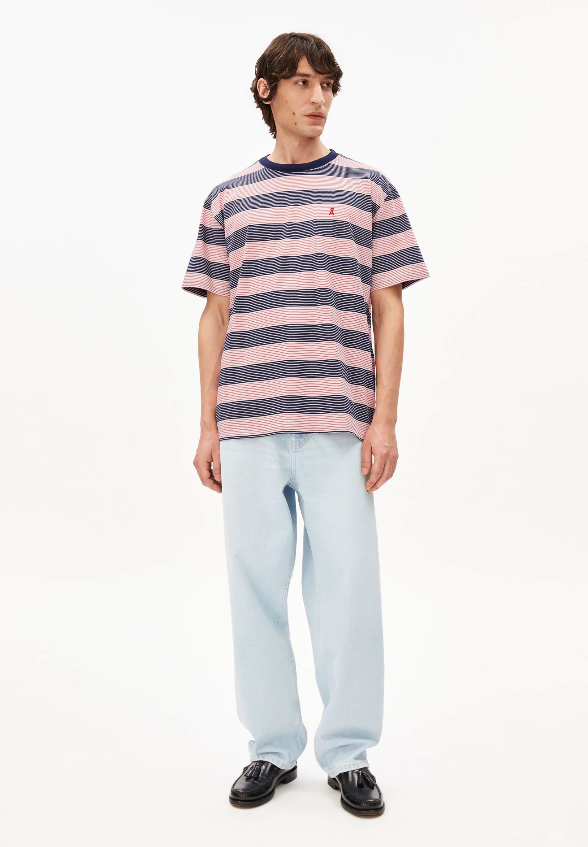 maarkos multi stripes t-shirt tinted navy-oatmilk