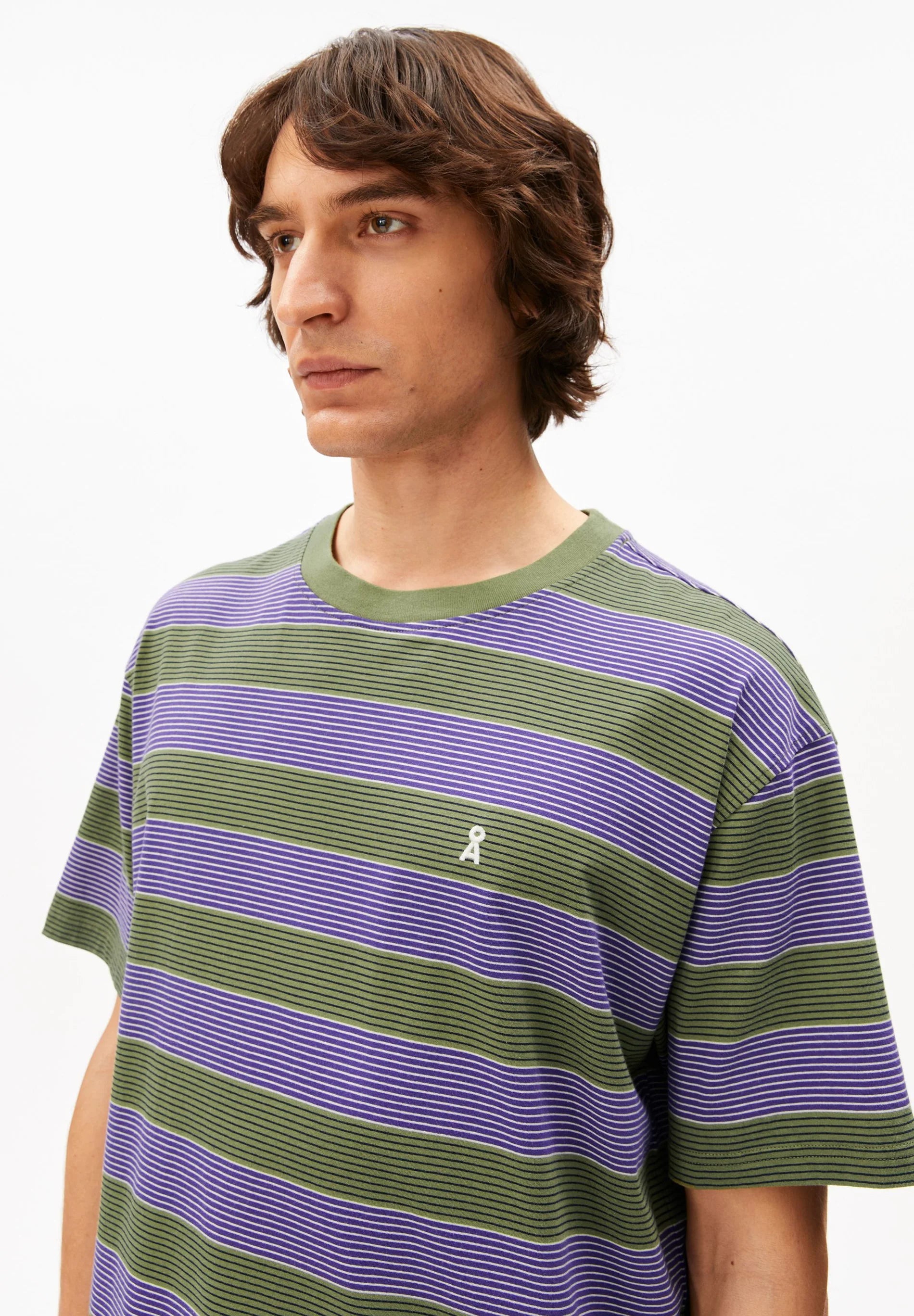 maarkos multi stripes t-shirt pungent purple-fatigue green